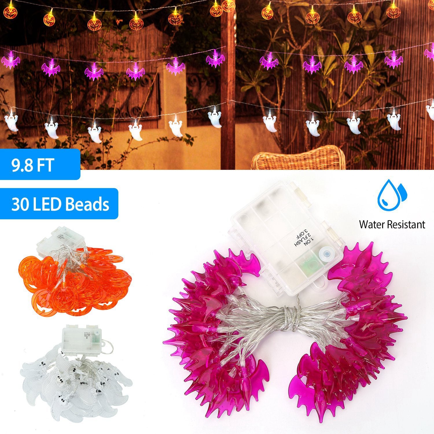 Halloween Pumpkin String Lights 30 LEDs 9.8ft Halloween String Lights Decorative Fairy Lights For Party Bedroom Home Festival Decoration