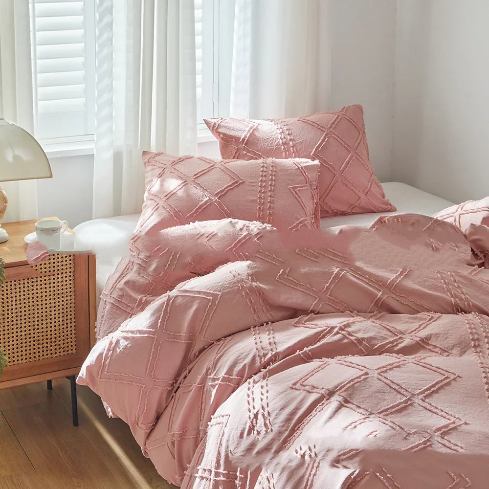 Cut Flower Geometric Simple Pure Color Duvet Cover Pillowcase