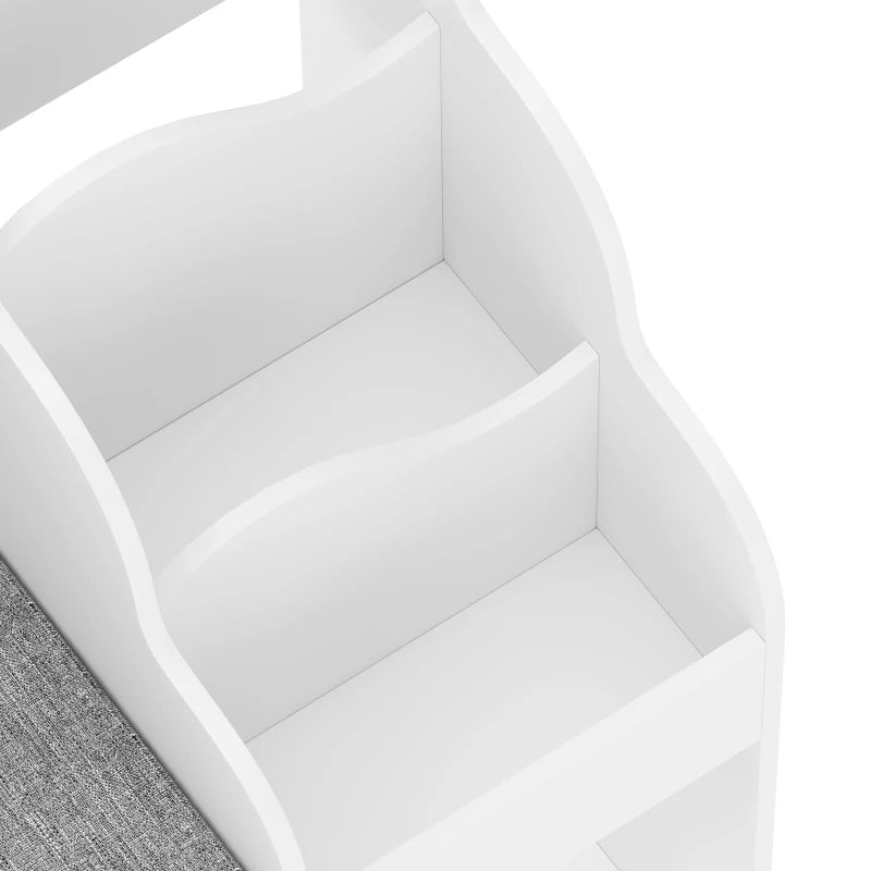 Qaba Kids Storage Shelf with Reading Nook, Toy Organizer with Cushion Seat, Bookshelf, 4 Cubbies & 3 Fabric Drawers for Playroom and Nursery