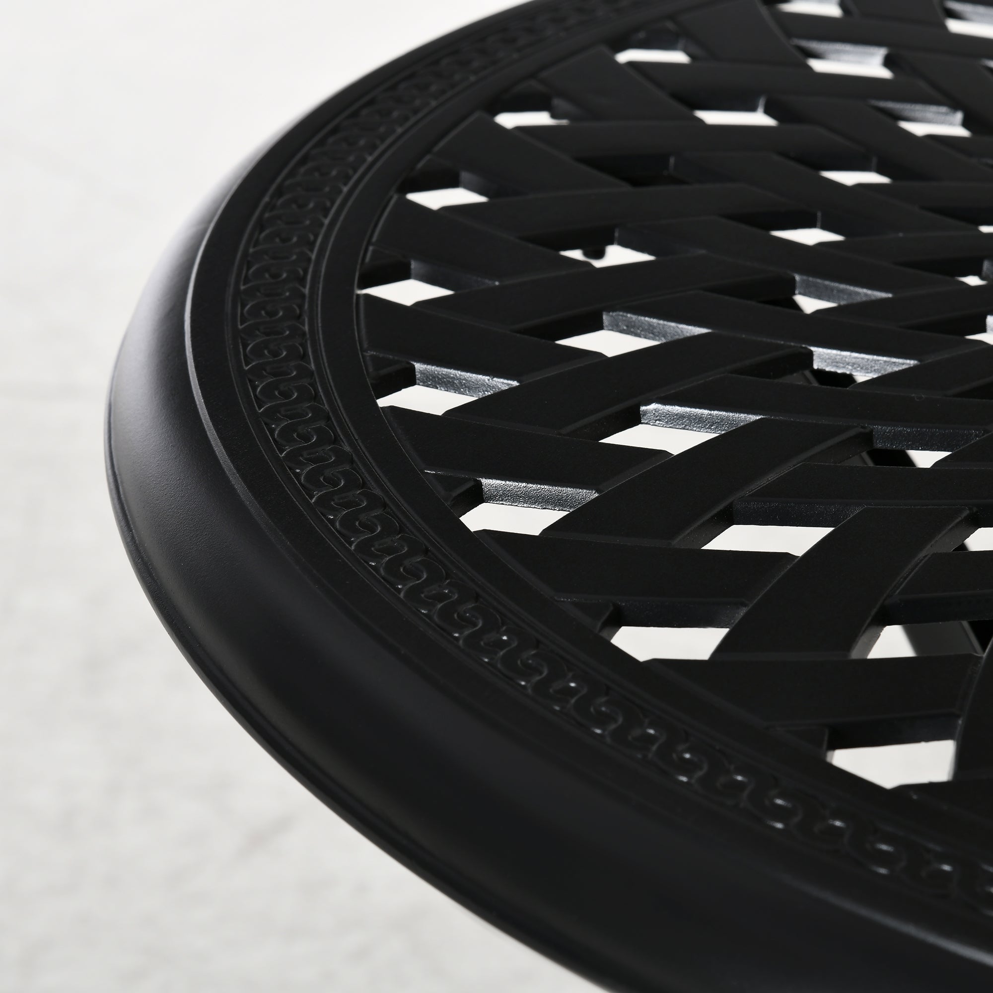 Outsunny 30-inch Round Patio Dining Table with Umbrella Hole Antique Cast Aluminium Outdoor Bistro Table, Black