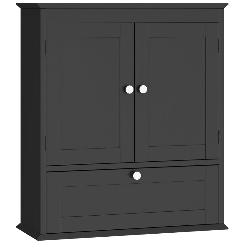 Medicine Cabinet with Adjustable Shelf, Bathroom Wall Cabinet Bathroom Cabinet with Recessed Panels, Black