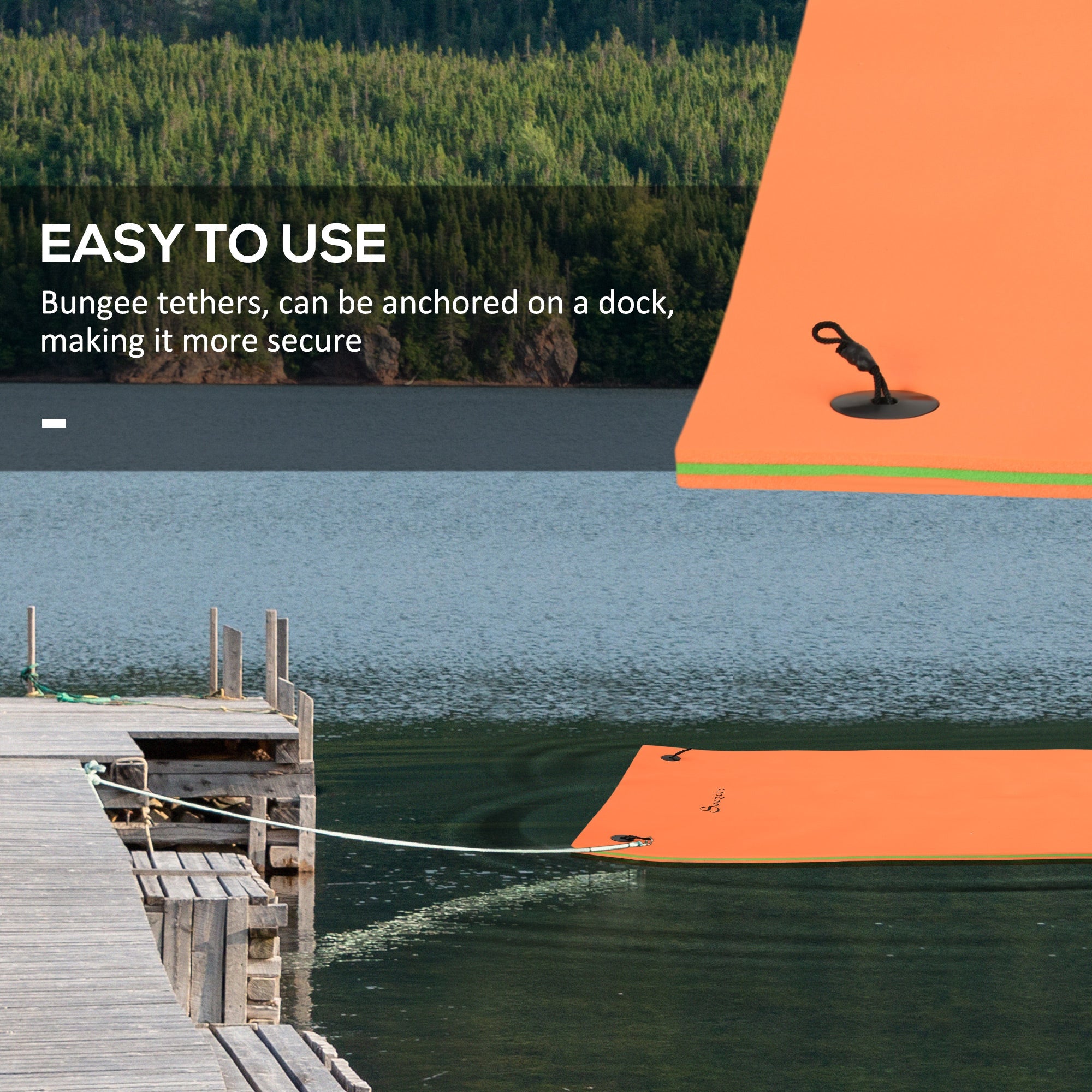 Soozier 10x5ft Orange Roll-Up Pool Float: Water Mat for Lake, Ocean, Pool Relaxation & Recreation