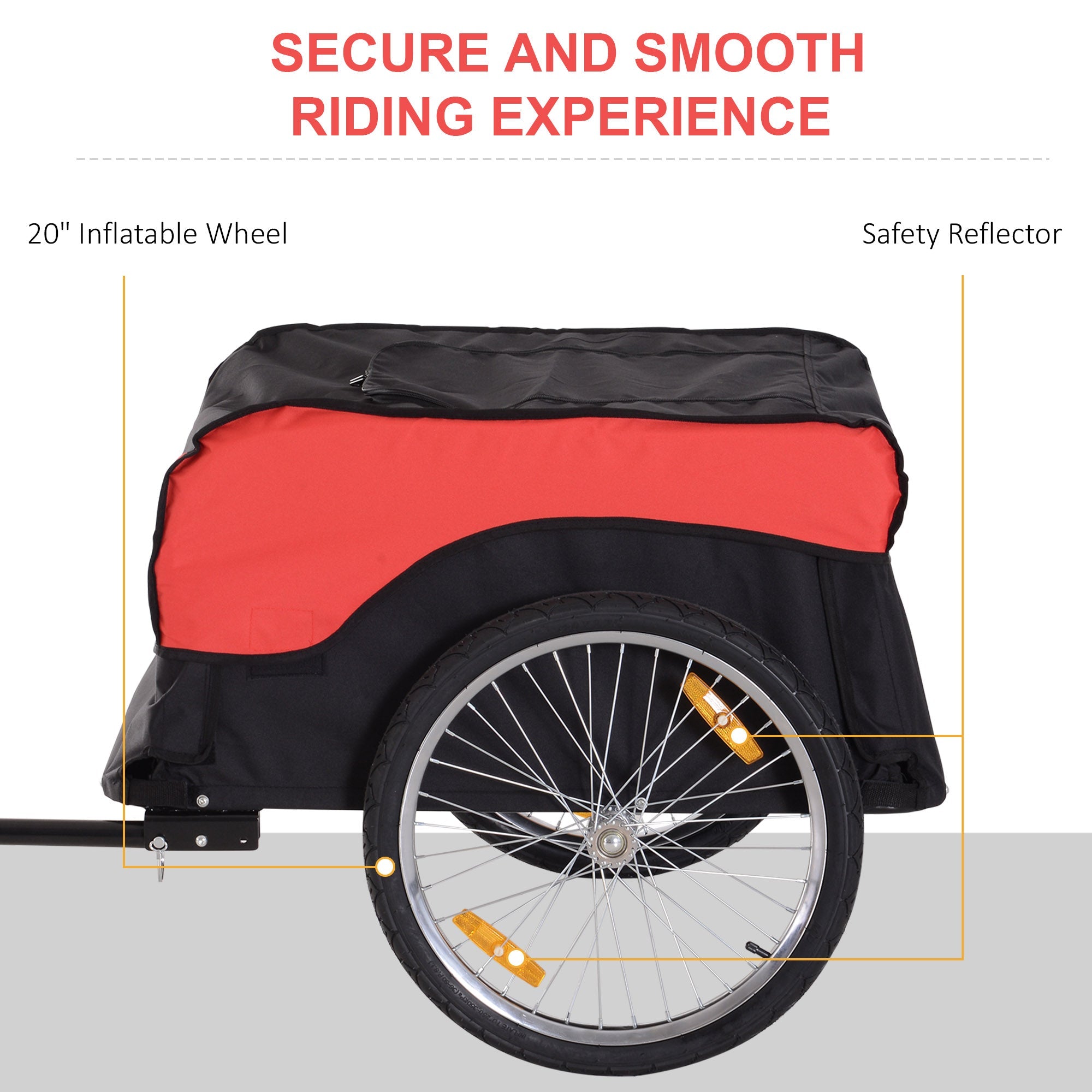 Aosom Bicycle Cargo Trailer with Cover Bike Luggage Carrier Cart Black Red