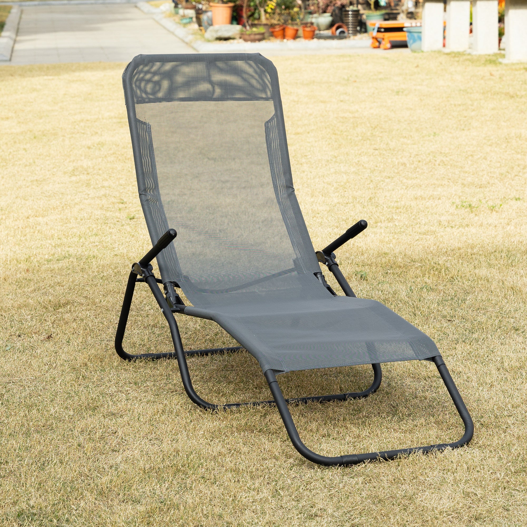 Outsunny Mesh Tranquility: Zero Gravity Lounge Chair Recliners, Folding Rocking Chair, Outdoor Chaise Lounge for Beach, Poolside, Grey