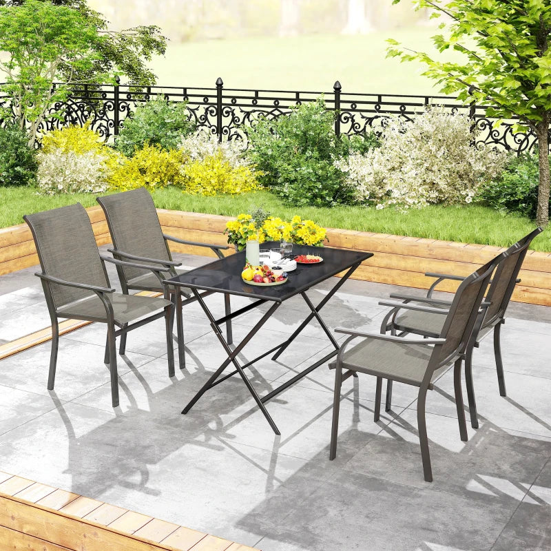 Patio Chairs Set of 4 with Armrest and High Backrest, for Backyard, Balcony, Porch, Poolside, Deck, Garden, Brown