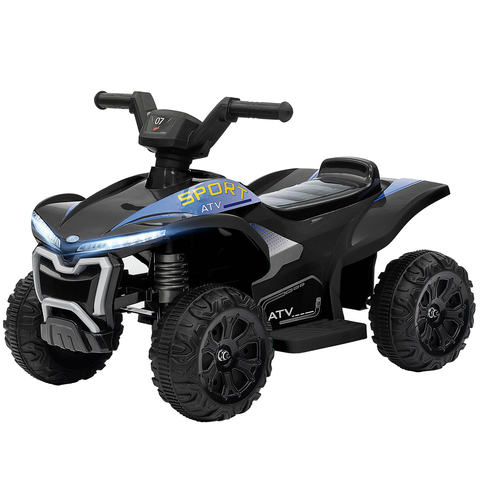 Qaba Kids ATV, 6V Battery Powered Electric Vehicle with Headlights, Forward/Reverse Switch, 4 Wheeler Ride On Toy for 18-36 Months, Black