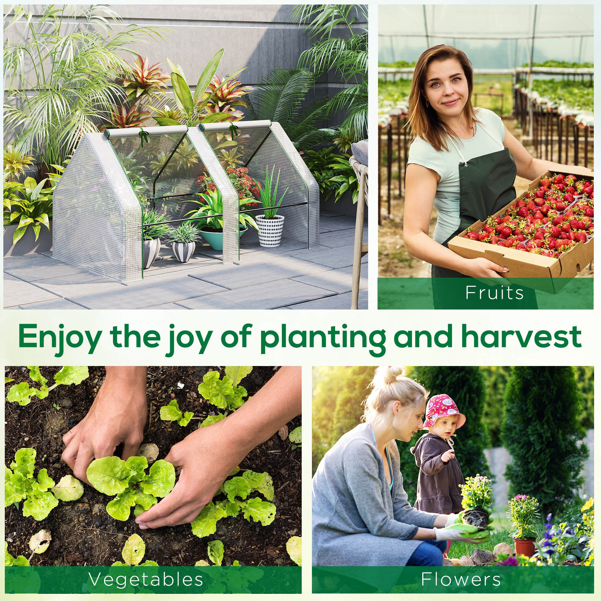 Outsunny 6'x3'x3' Portable Tunnel Greenhouse: UV PE Cover with Zipper Doors for Outdoor Garden, White