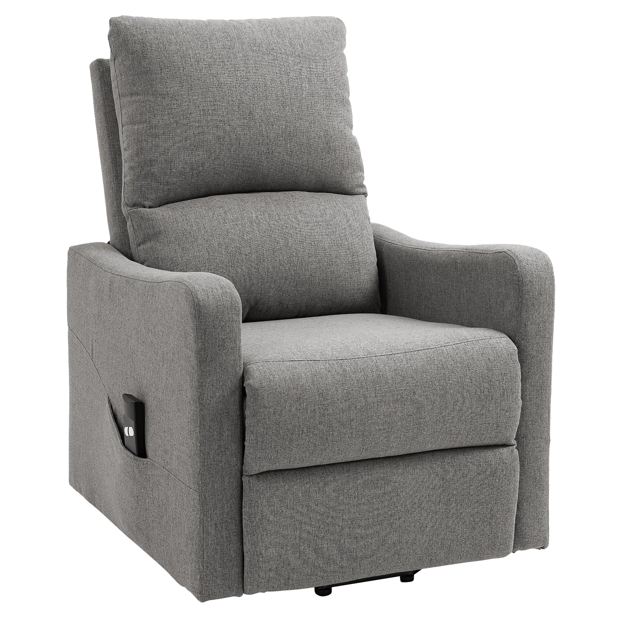 HOMCOM Electric Lift Recliner Chair Rising Power Chaise Lounge Fabric Sofa with Remote Control & Side Pocket for Living Room