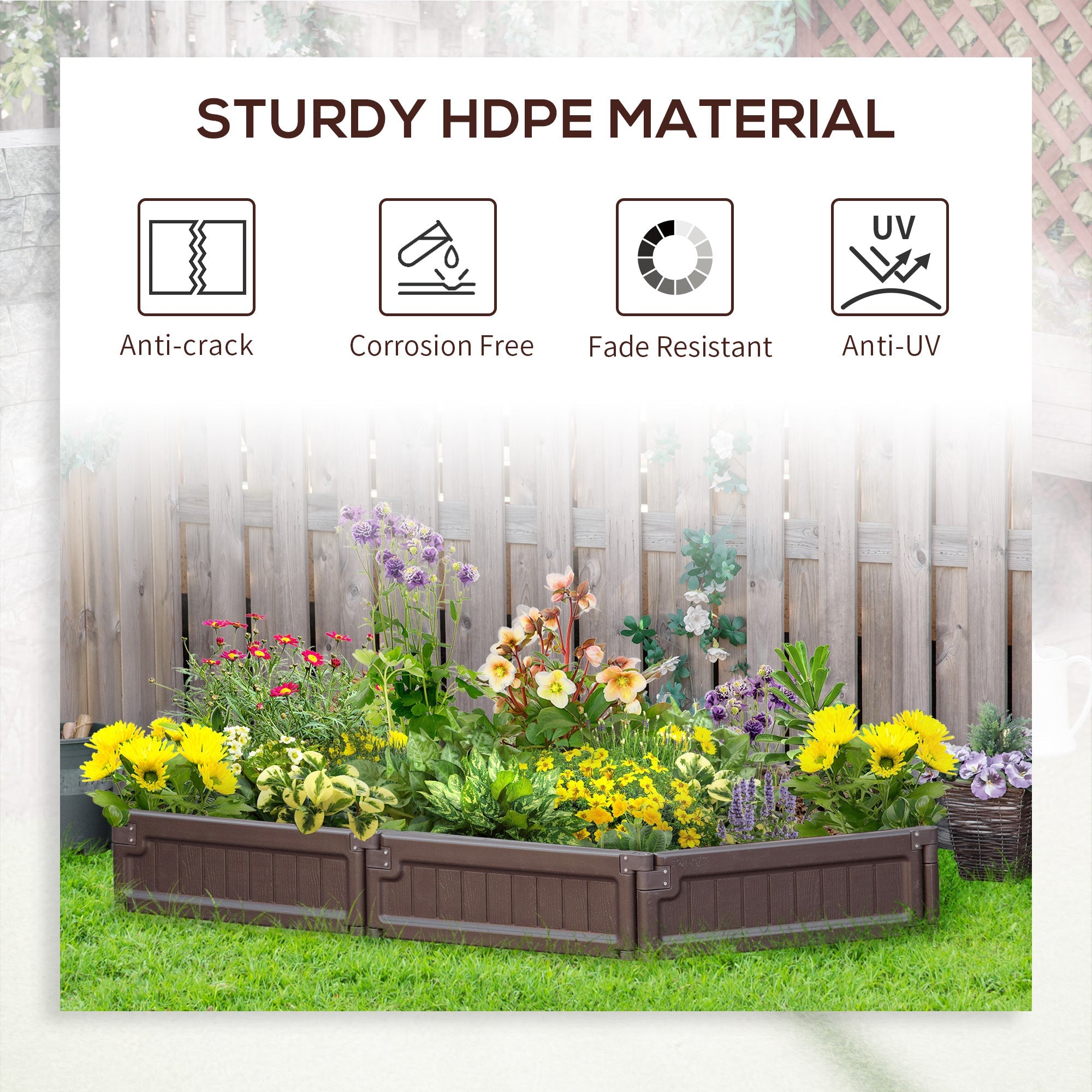 Outsunny 25"x8" Raised Garden Planter: Above Ground Box for Flowers, Herbs, Veggies, Outdoor