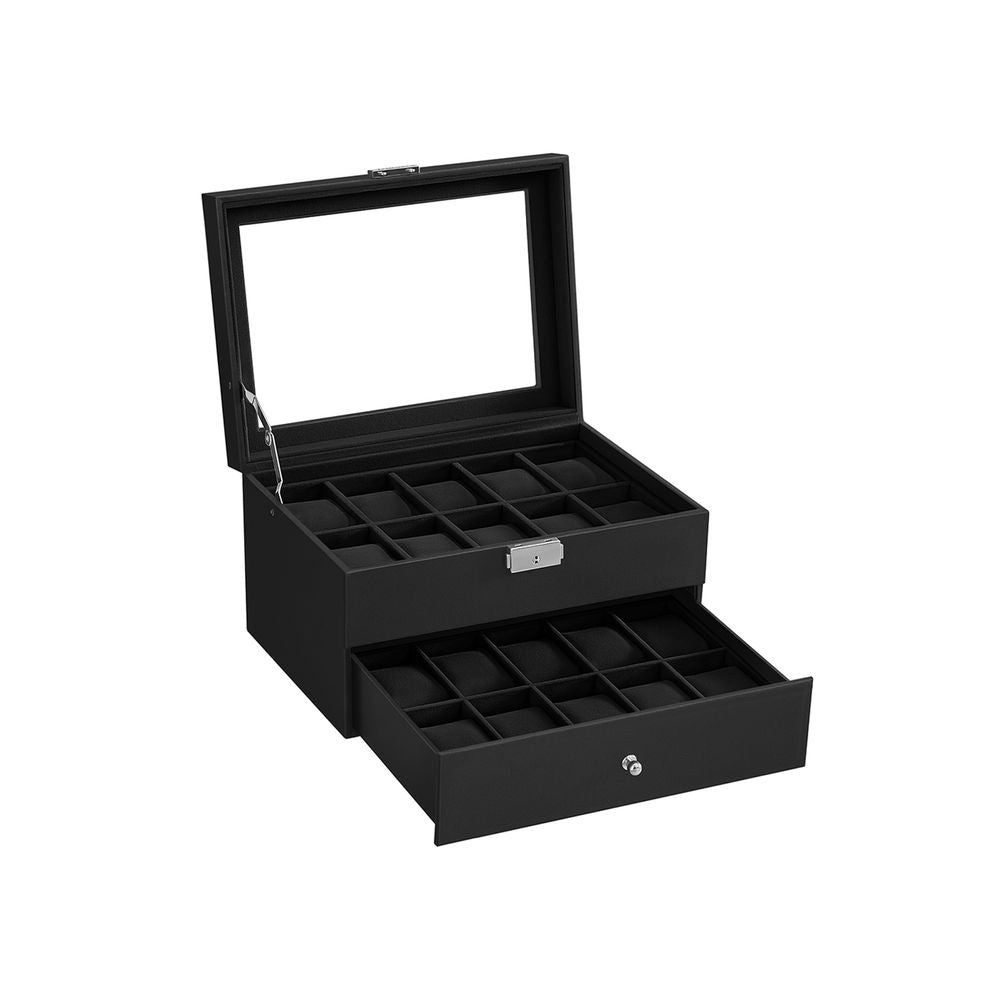 SONGMICS 16 & 20-Slot Watch Box with Glass Lid