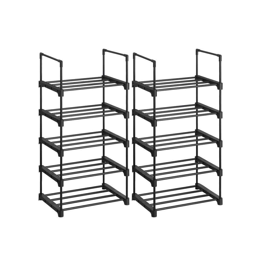 SONGMICS Set of 2 Metal Shoe Storage Organizer with 5 Shelves