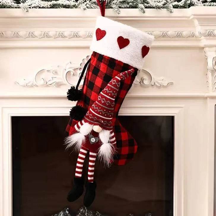 Red And Black Plaid Hanging Feet Stockings Christmas
