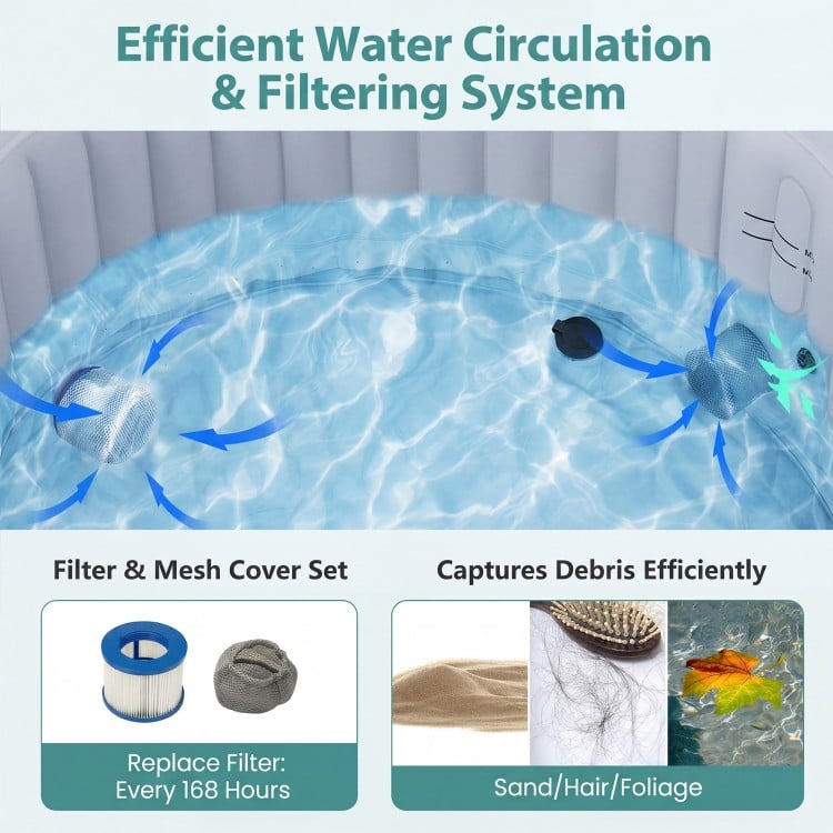 70/80 Inches Round SPA Pool Hottub with 110/130 Air Jets Electric Heater Pump