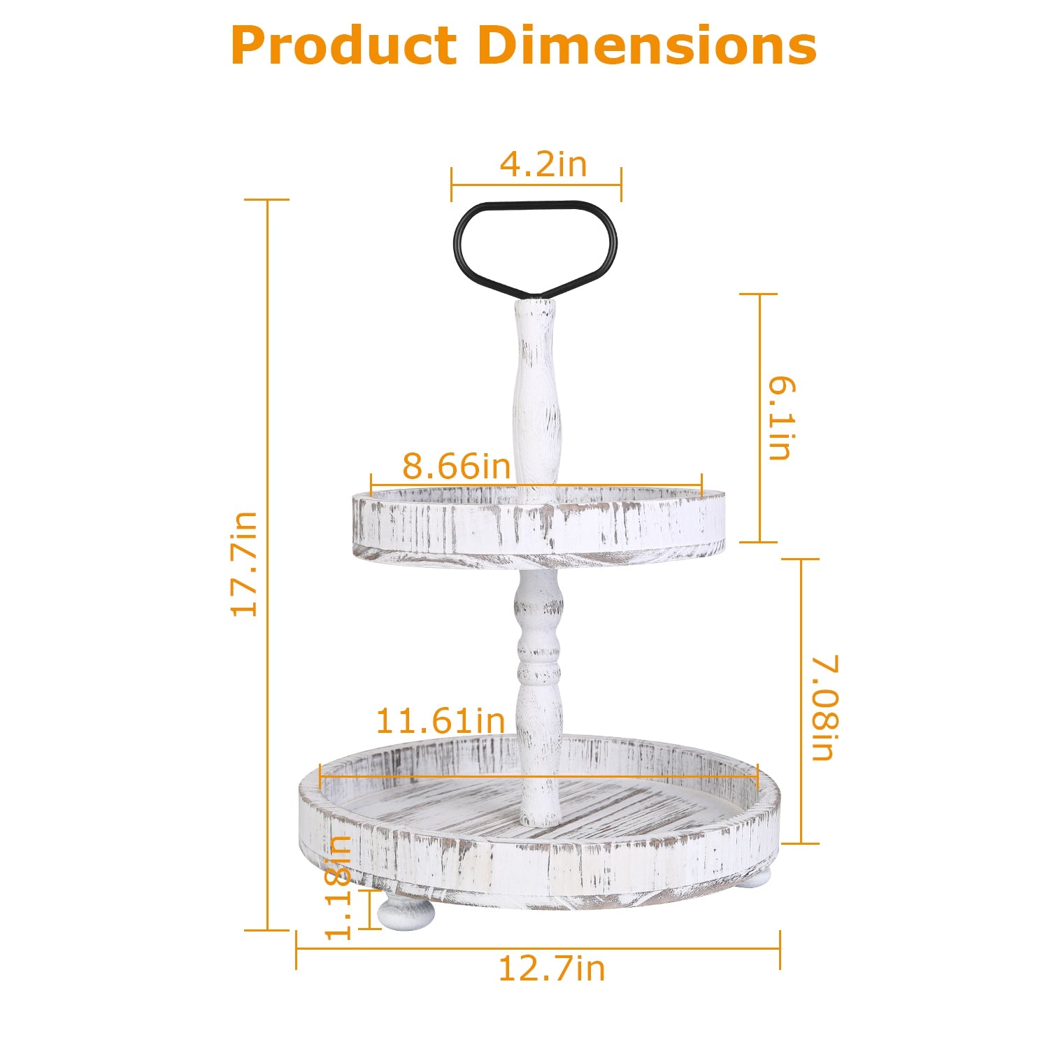 2 Tier Serving Tray Round Farmhouse Kitchen Table Tray Stand Food Fruits Cupcake Display Coffee Countertop Tray