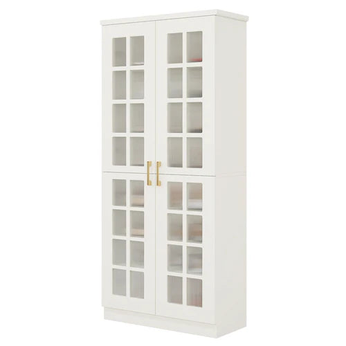 Shoe Cabinet 8-Tier Shoe Storage Rack with Adjustable Shelves and Acrylic Doors for Entryway Hallway White/Black