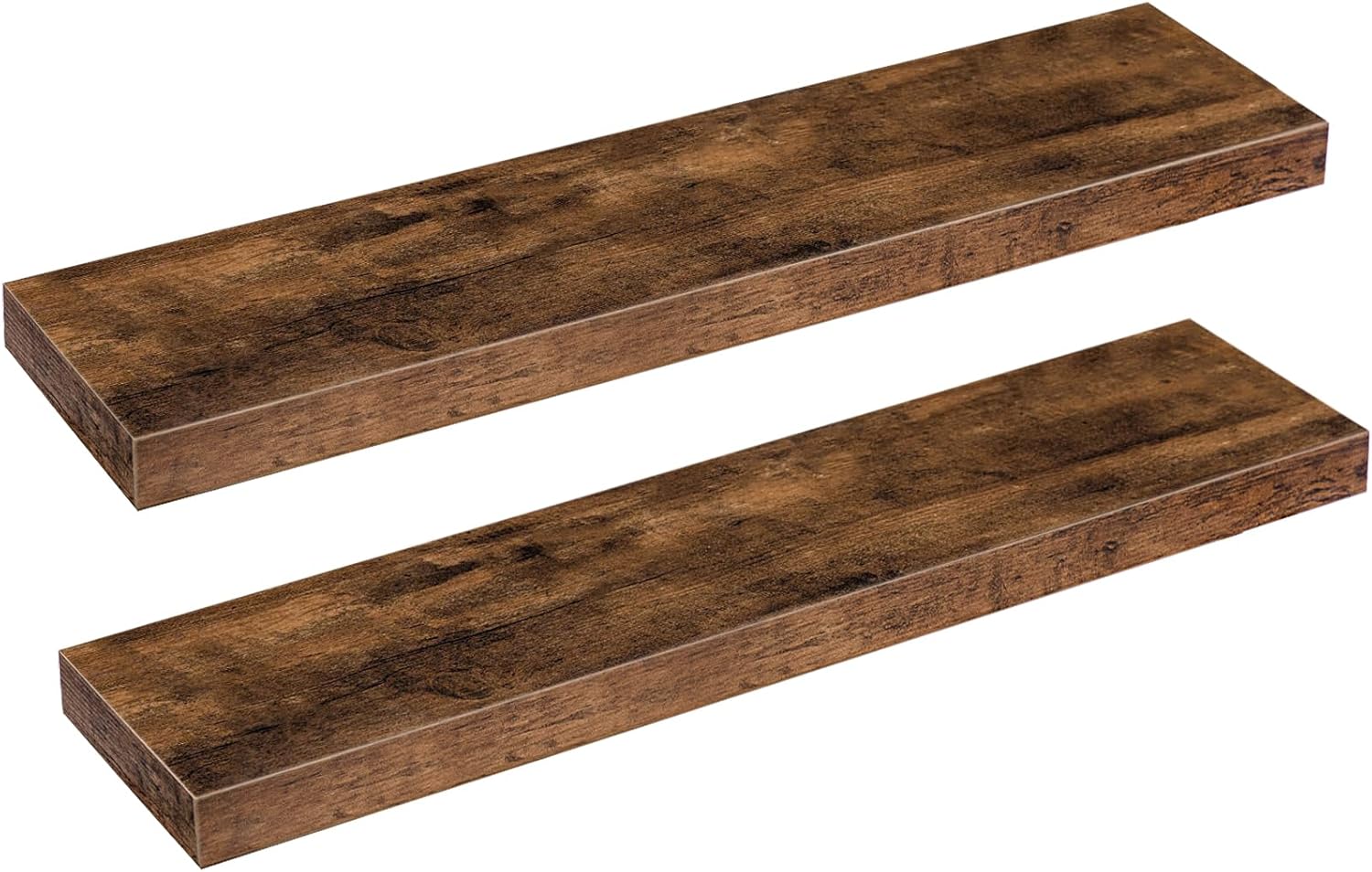 HOOBRO Floating Shelves Wall Shelf Set of 2, 80 cm Rustic Brown Hanging Shelves with Invisible Brackets BF80BJP201
