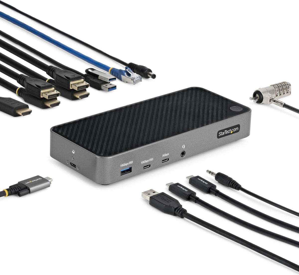 StarTech USB-C Triple 4K Monitor Docking Station, 100W Power Delivery, HDMI & DisplayPort, USB-C, Ethernet