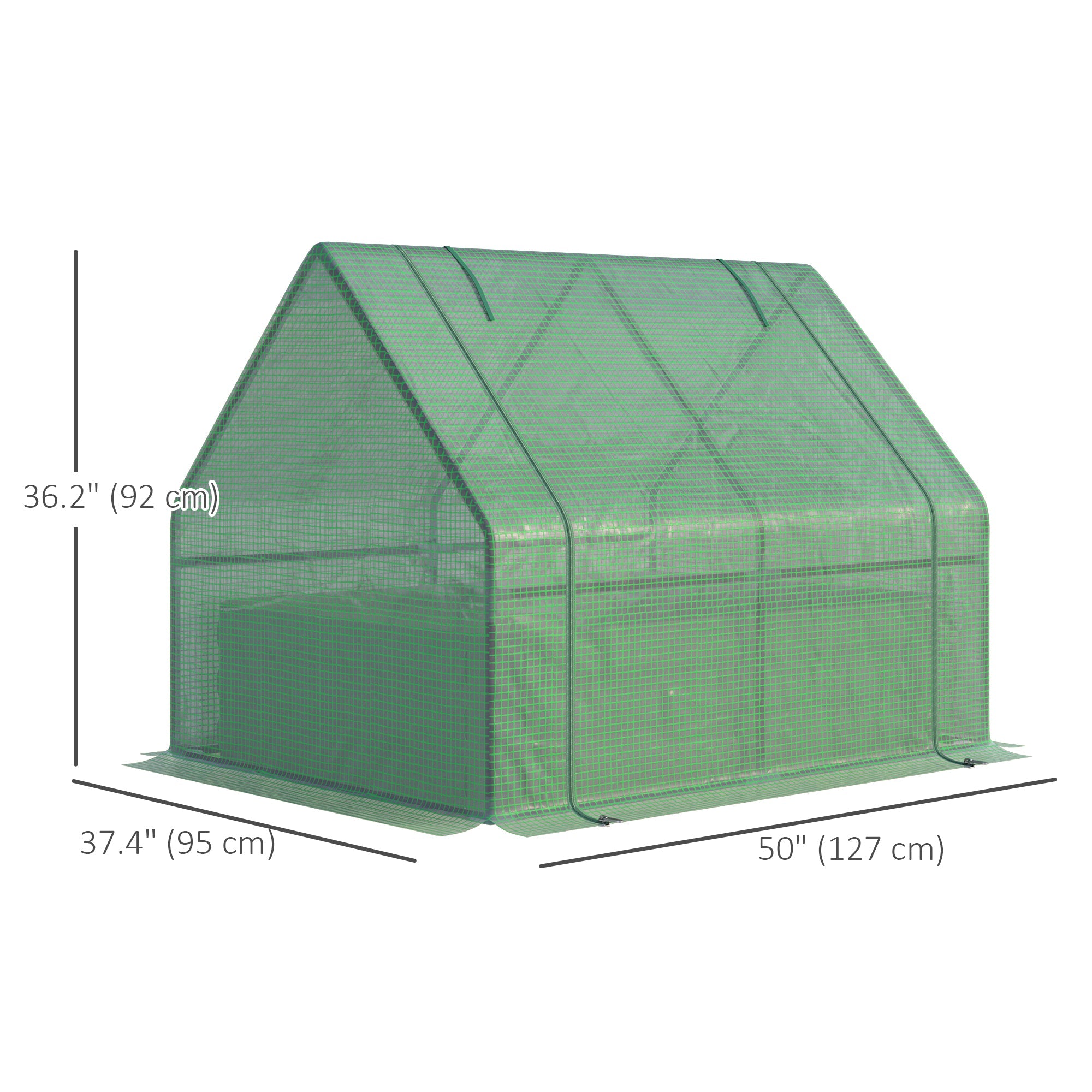 Outsunny Steel Outdoor Raised Garden Bed with Greenhouse,Cover, Roll Up Door, Dual Use, 50"x37.4"x36.2", Green