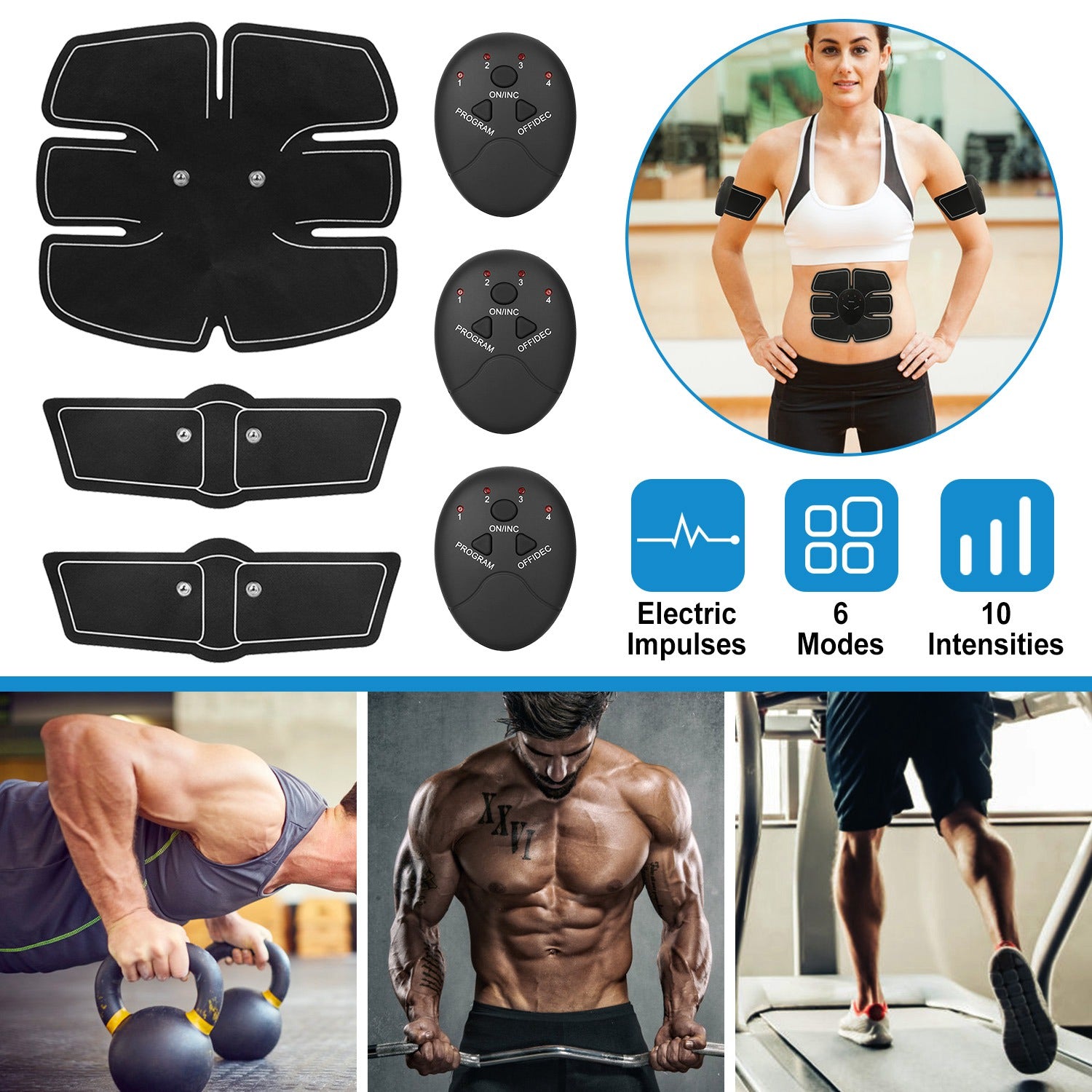 Smart Abs Stimulator Abdominal Muscle Toning Belt Trainer EMS Training Arm Fitness Gear