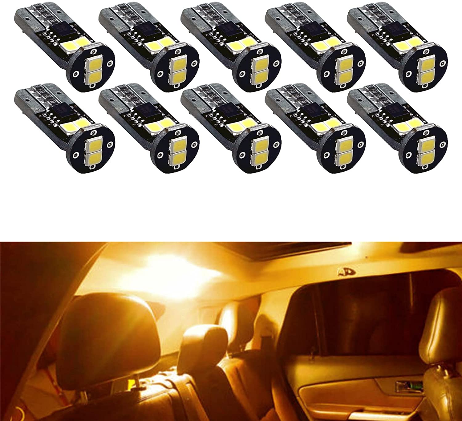 Fit For 1999-2004 Mustang GT LED T10 168 194 w5w Map Glove Box Light Bulb Canbus Colour  | 6SMD 2835 series (2 Bulbs)