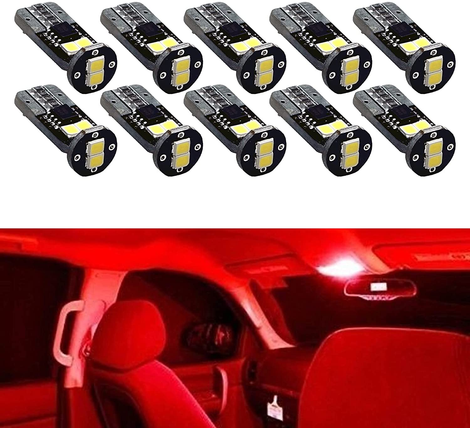 Fit For 1999-2004 Mustang GT LED T10 168 194 w5w Map Glove Box Light Bulb Canbus Colour  | 6SMD 2835 series (2 Bulbs)