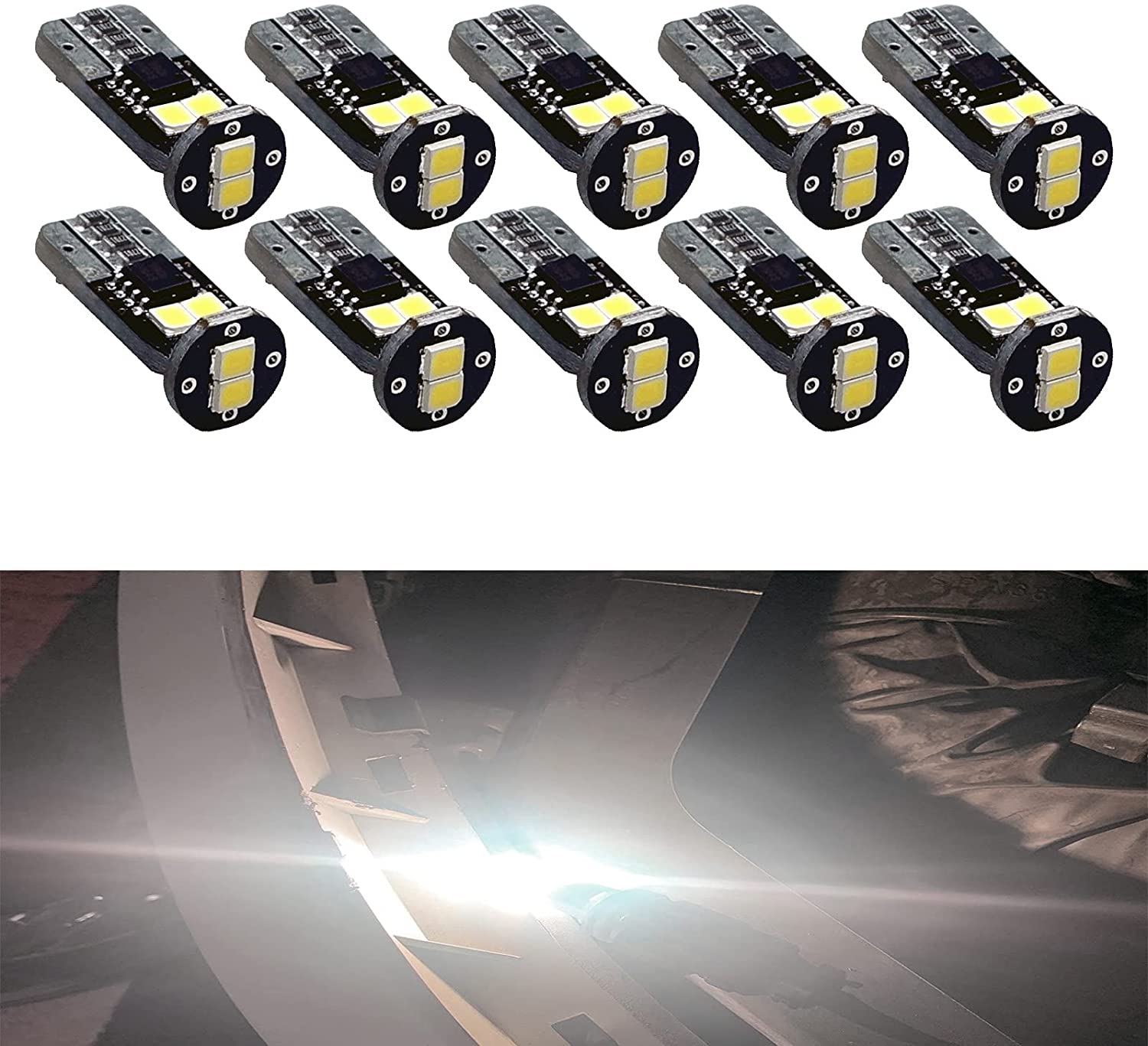 Fit For 1999-2004 Mustang GT LED T10 168 194 w5w Map Glove Box Light Bulb Canbus Colour  | 6SMD 2835 series (2 Bulbs)