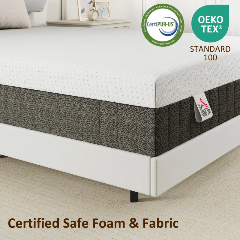 HOMCOM 10" Cooling Memory Foam Mattress in a Box with Pressure Relief & Lumbar Support – Medium Firm