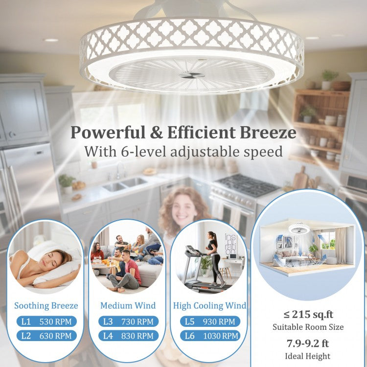 19" Low Profile LED Ceiling Fan with Remote Control, Dimmable Light & Reversible DC Motor – White