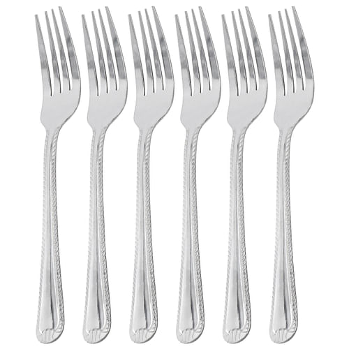 Gibson Home Tustin 6 Piece Stainless Steel Dinner Fork Flatware Set in Silver - Free Shipping