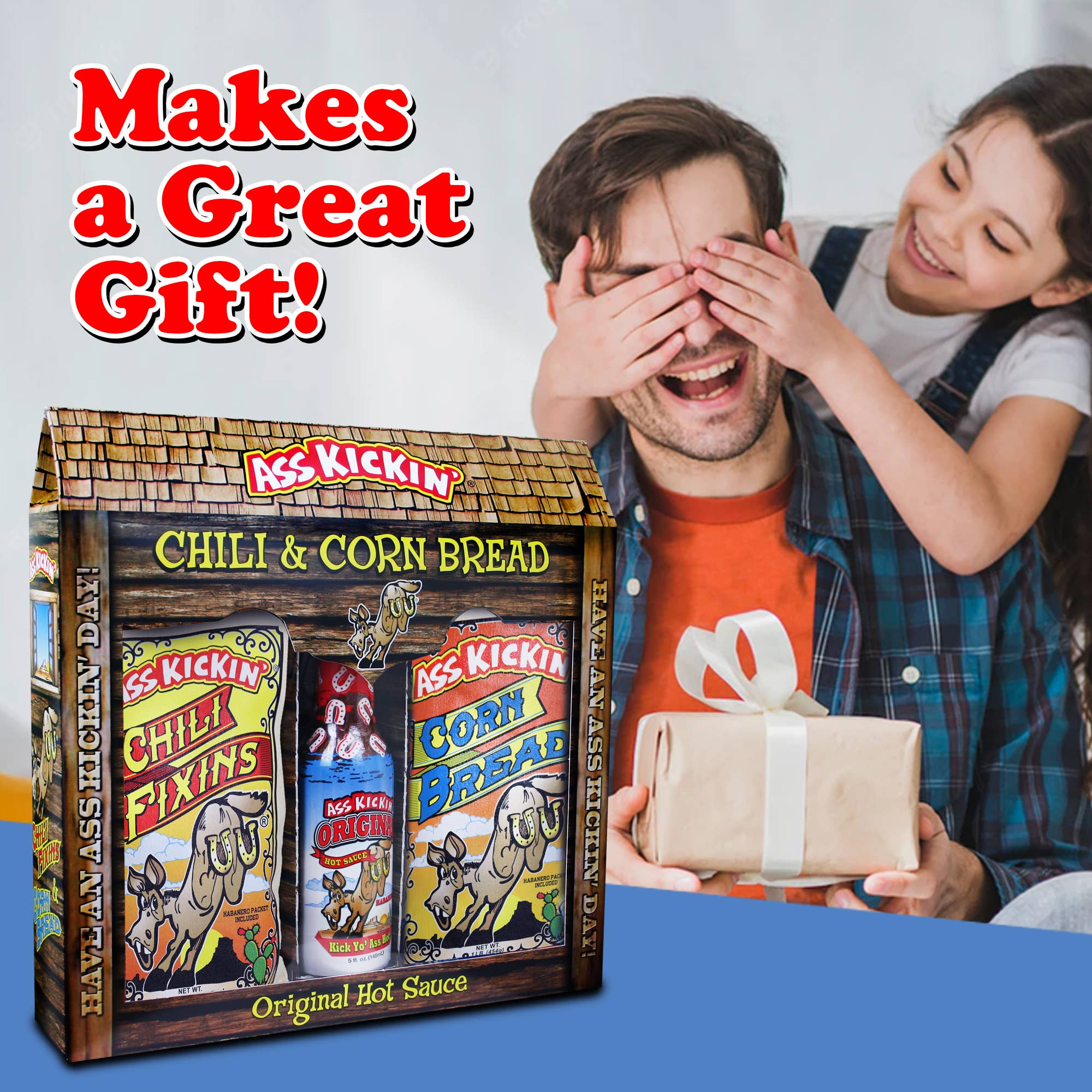 Ass Kickin' Chili Corn Bread Gift Set: 1 Bag Ass Kickin' Chili Fixins1 Bag Ass Kickin' Corn Bread1 5oz Bottle Ass Kickin' Original Hot Sauce