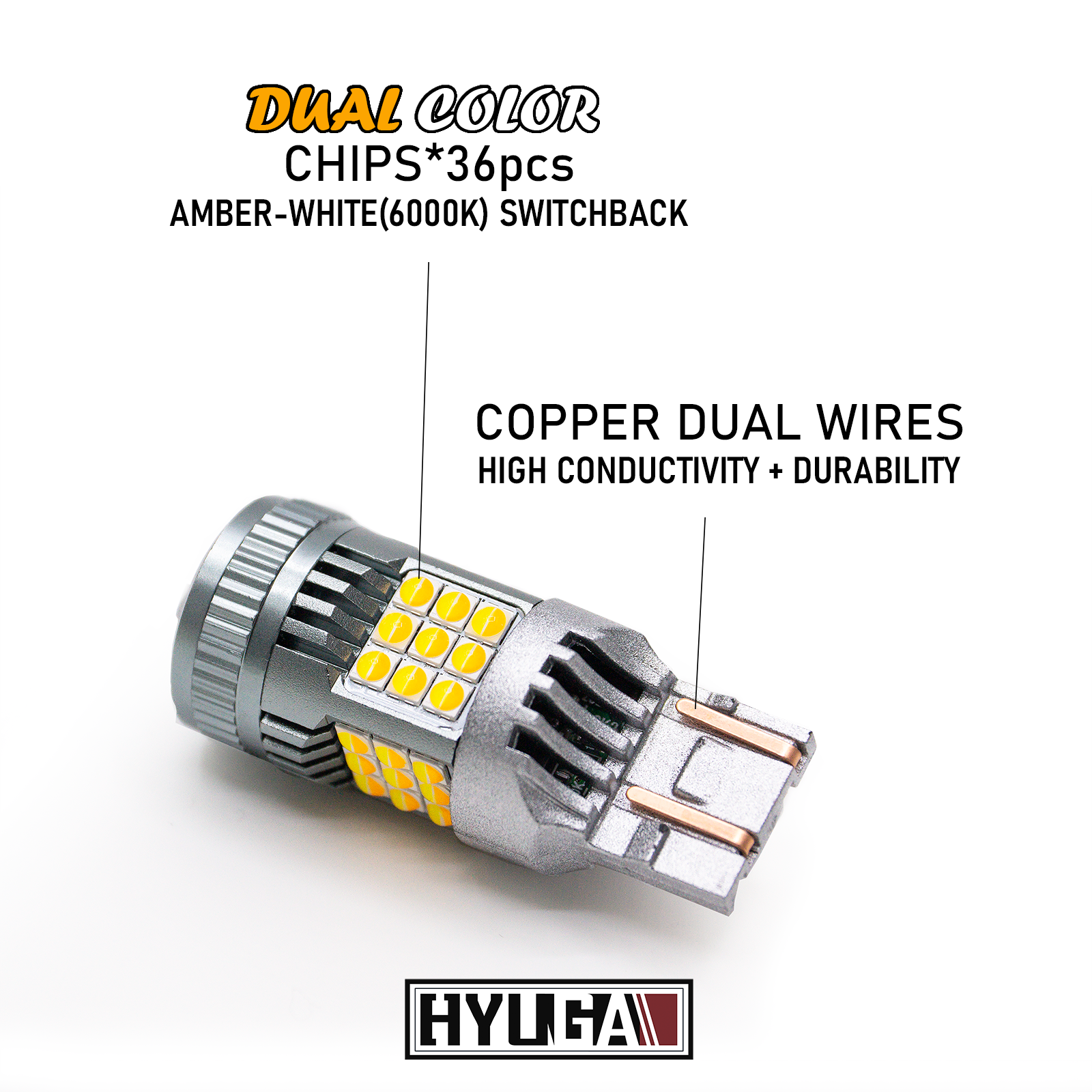 LED Switchback White / Amber Auto LED Bulb T20 7443 7444 36SMD Turn Signal Daytime Running Light DRL Parking Light (1 Pair)