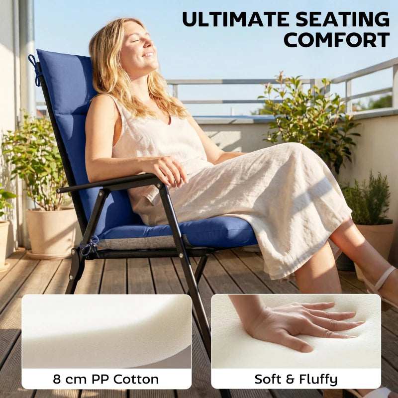 Patio Chair Cushions Set of 4, Waterproof Non-Slip Lounge Chair Cushions, 44"x21", Navy Blue