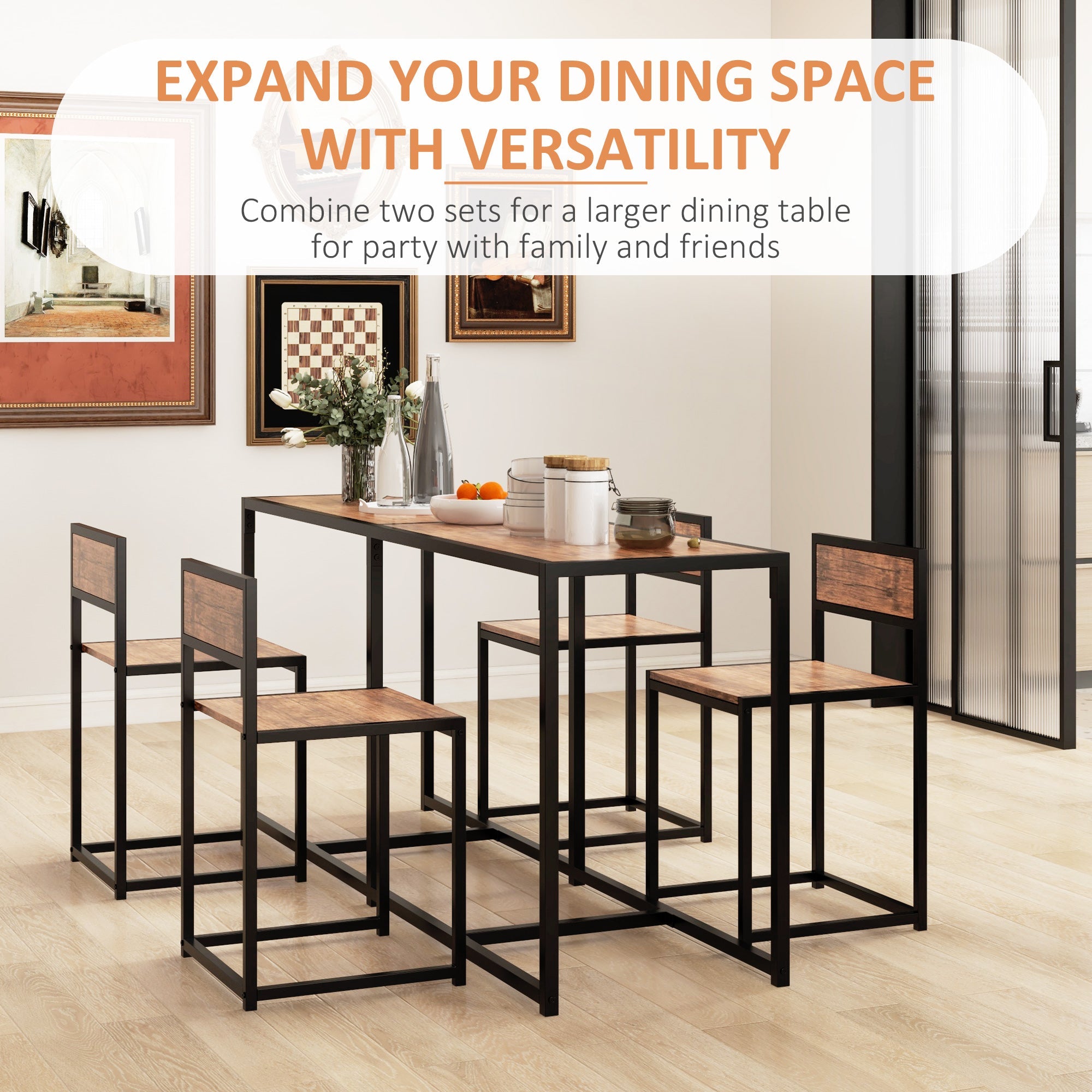HOMCOM Cozy Dining Duo: 2-Person Industrial Kitchen Table and Chairs Set for Small Spaces, Dining Room Furniture