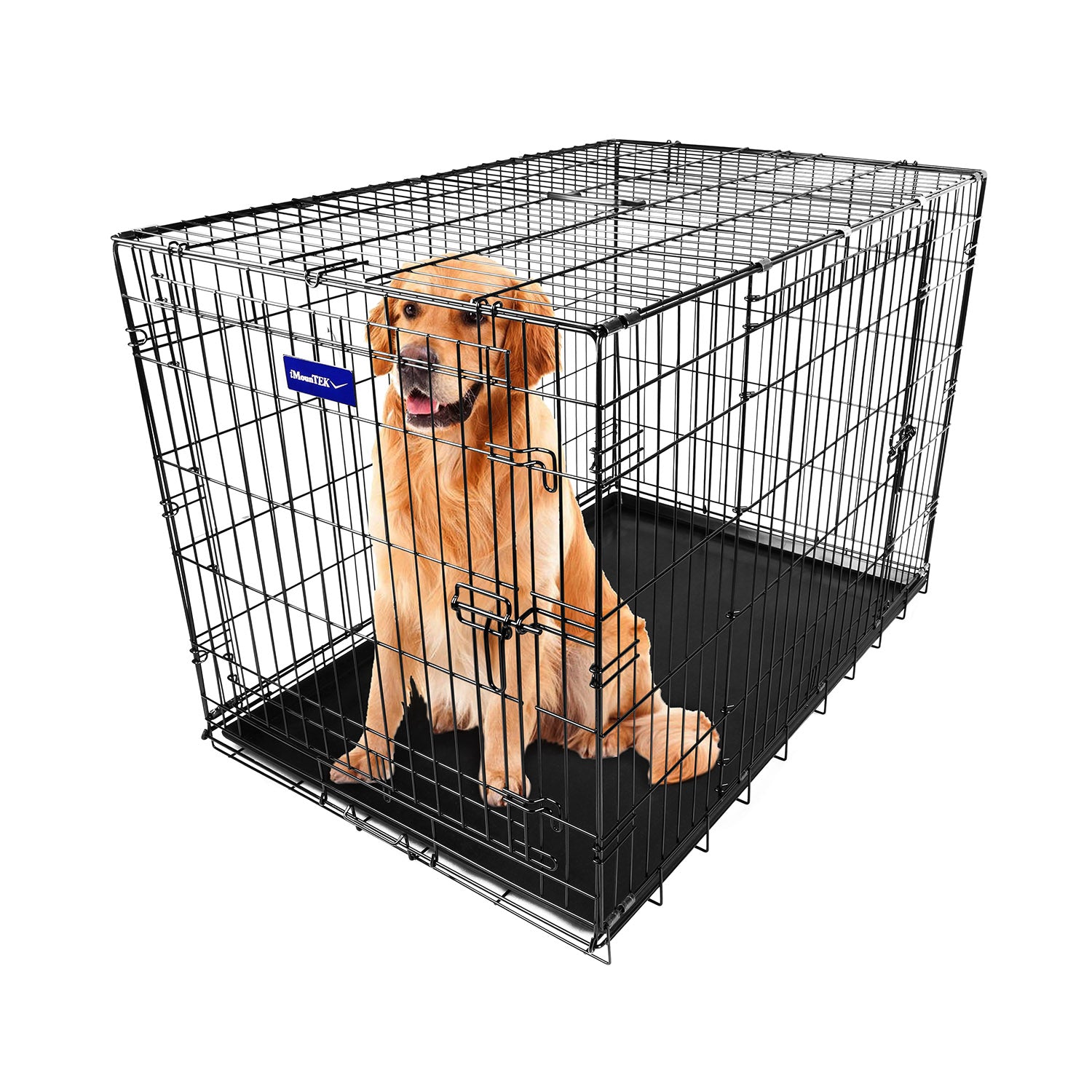 36inches Dogs Crate Folding Metal Pets Crates Double Door Puppy Cage Easy Set Up