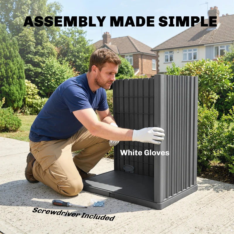 82 Gallon Outdoor Storage Box, Splash-Resistant & UV Resistant Garden Storage Container for Patio, Porch, Poolside, Grey