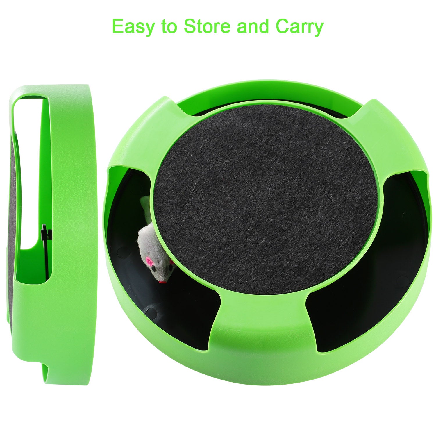 Cat Interactive Scratching Toy w/ Rotating Running Mouse Catching Plate Non-toxic Claw Kitten Toys