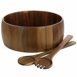 Gibson Elite 3 Piece Acacia Wood Salad Bowl and Spoon Set in Brown - Free Shipping