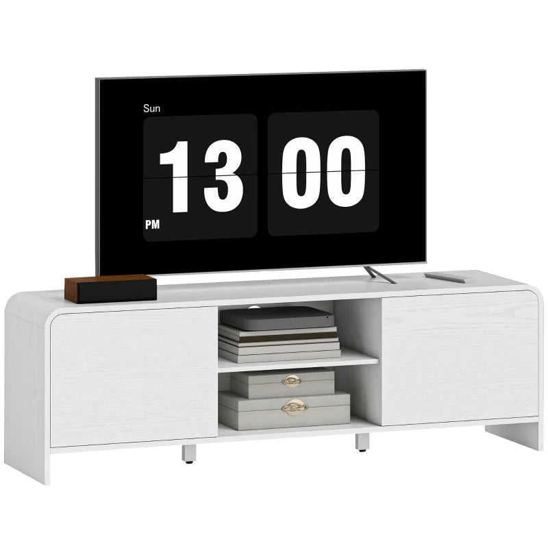 TV Stand for up to 65 Inch TV, Nordic Entertainment Center with 2 Cabinets and 2 Open Shelves for Living Room, White