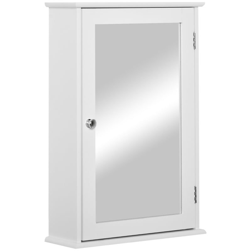 Bathroom Mirror Cabinet, Wall Mounted Medicine Cabinet with Door and Shelves, White