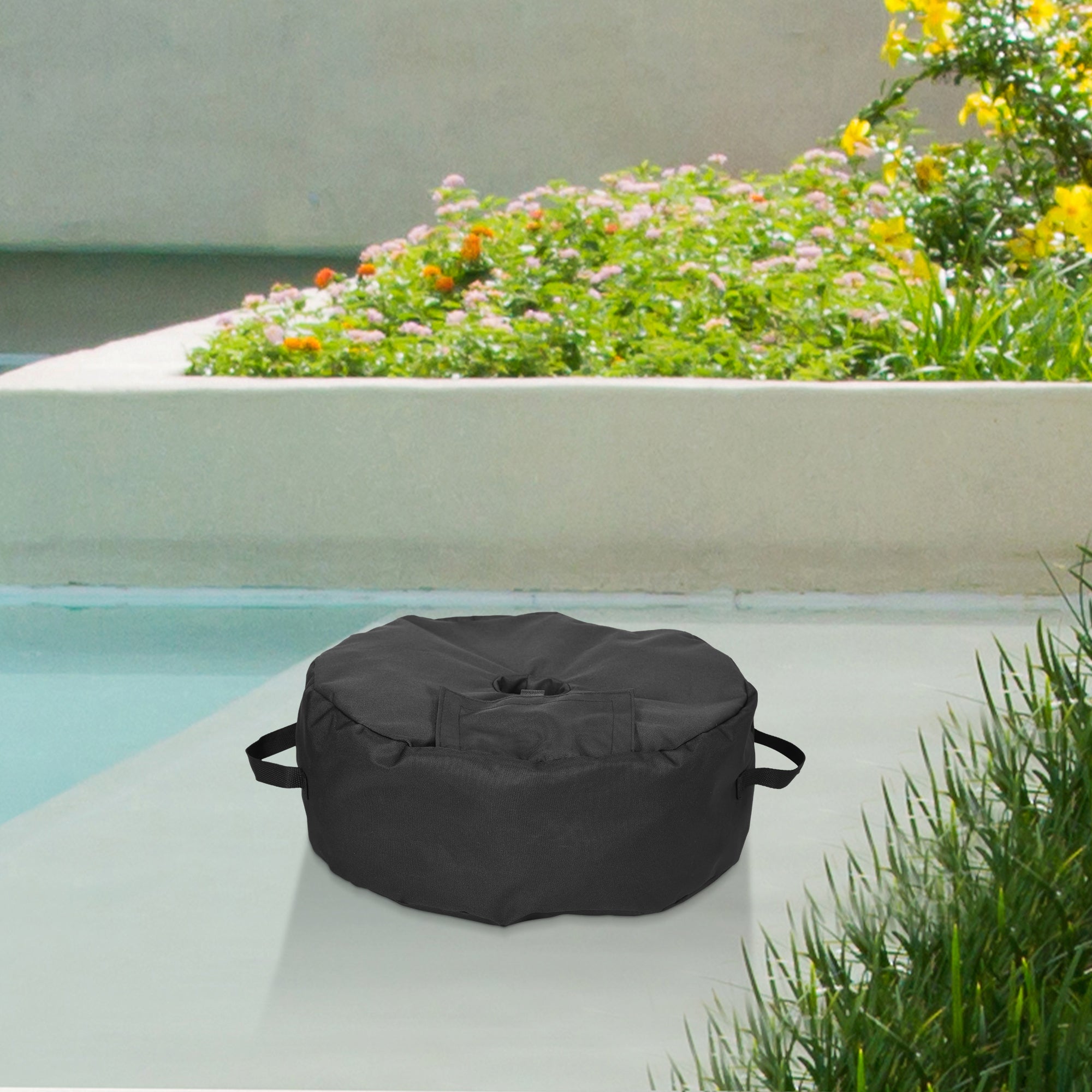 Outsunny 19" Round Patio Umbrella Base Weight Sand Bag Weather Resistant up to 88lbs Black Outdoor Stability