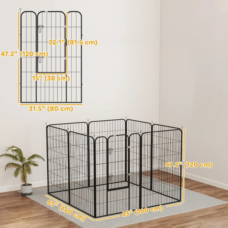 8 Panel Pet Playpen Play Yard Fence Home DIY Heavy-Duty Metal Foldable Indoor Outdoor 47"H