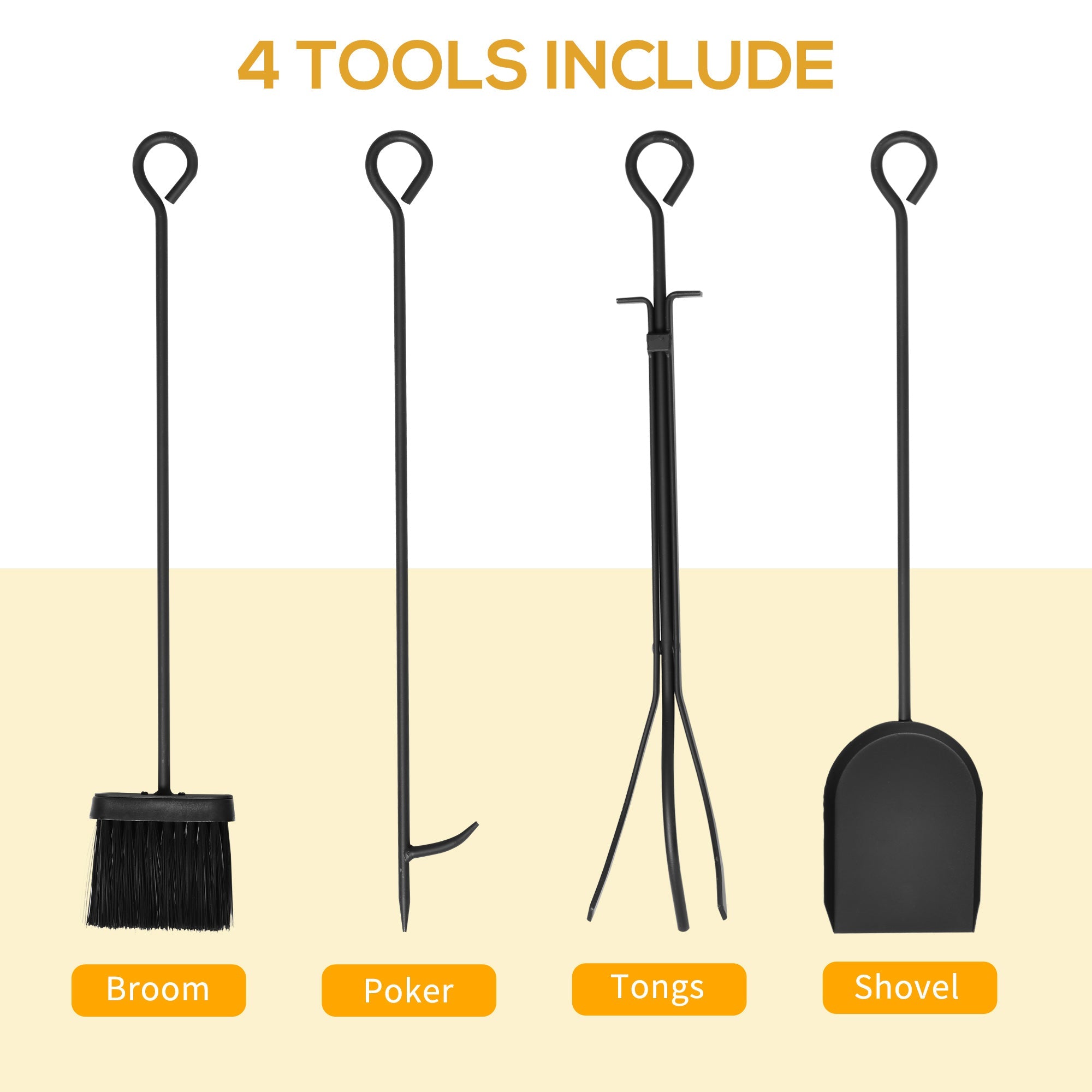 HOMCOM Vintage Firewood Log Rack Heavy Duty Wood Storage Shelf Fireplace Tools Accessories Black Metal