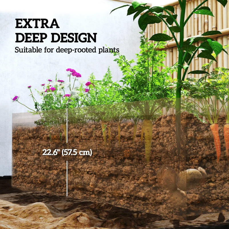 6' x 3' x 2' Raised Garden Bed, Galvanized Planter Box for Growing Flowers, Herbs and Vegetables, Brown