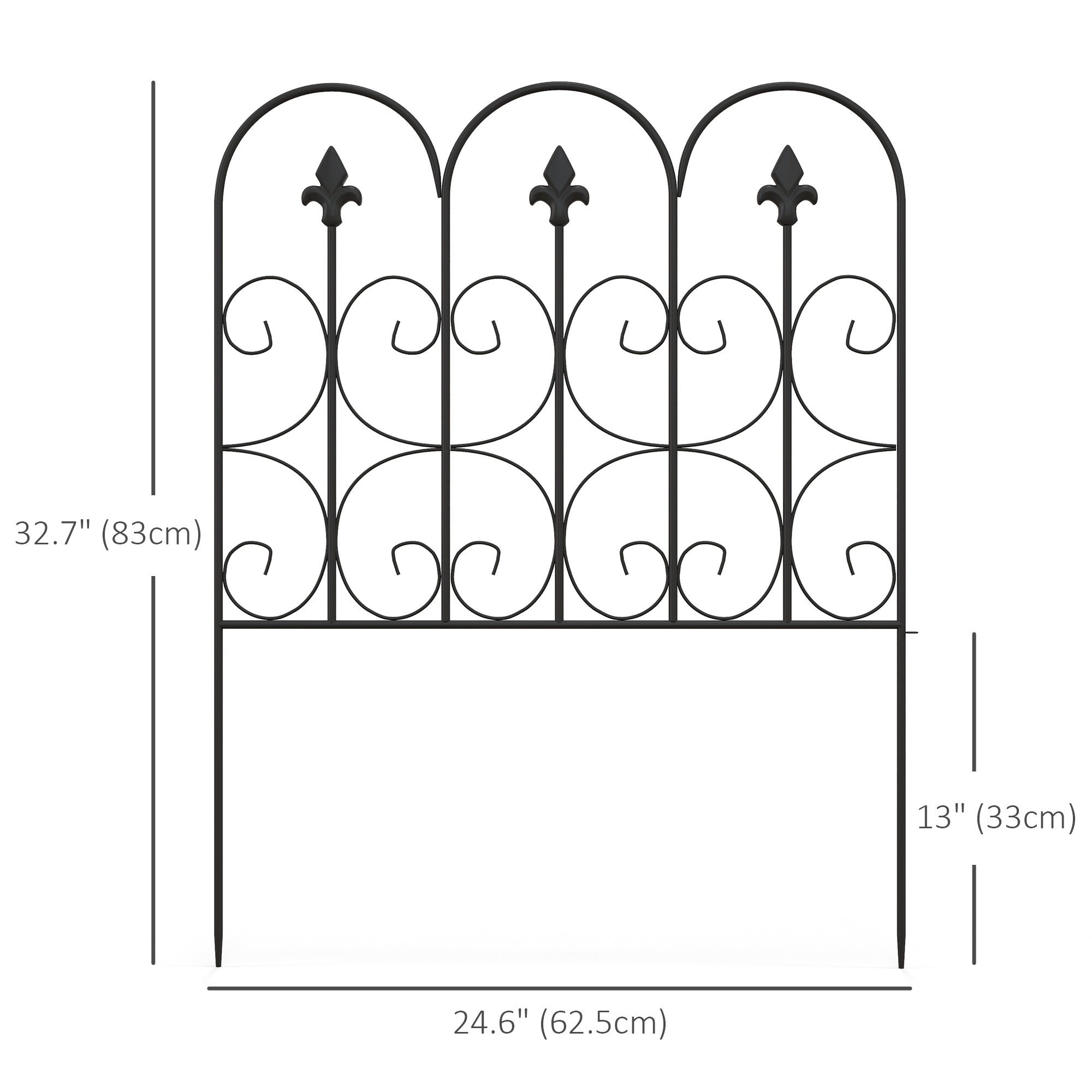 Outsunny 5-Piece 33"x10' Metal Wire Fence: Landscape Flower Bed Edging, Animal Barrier, Black