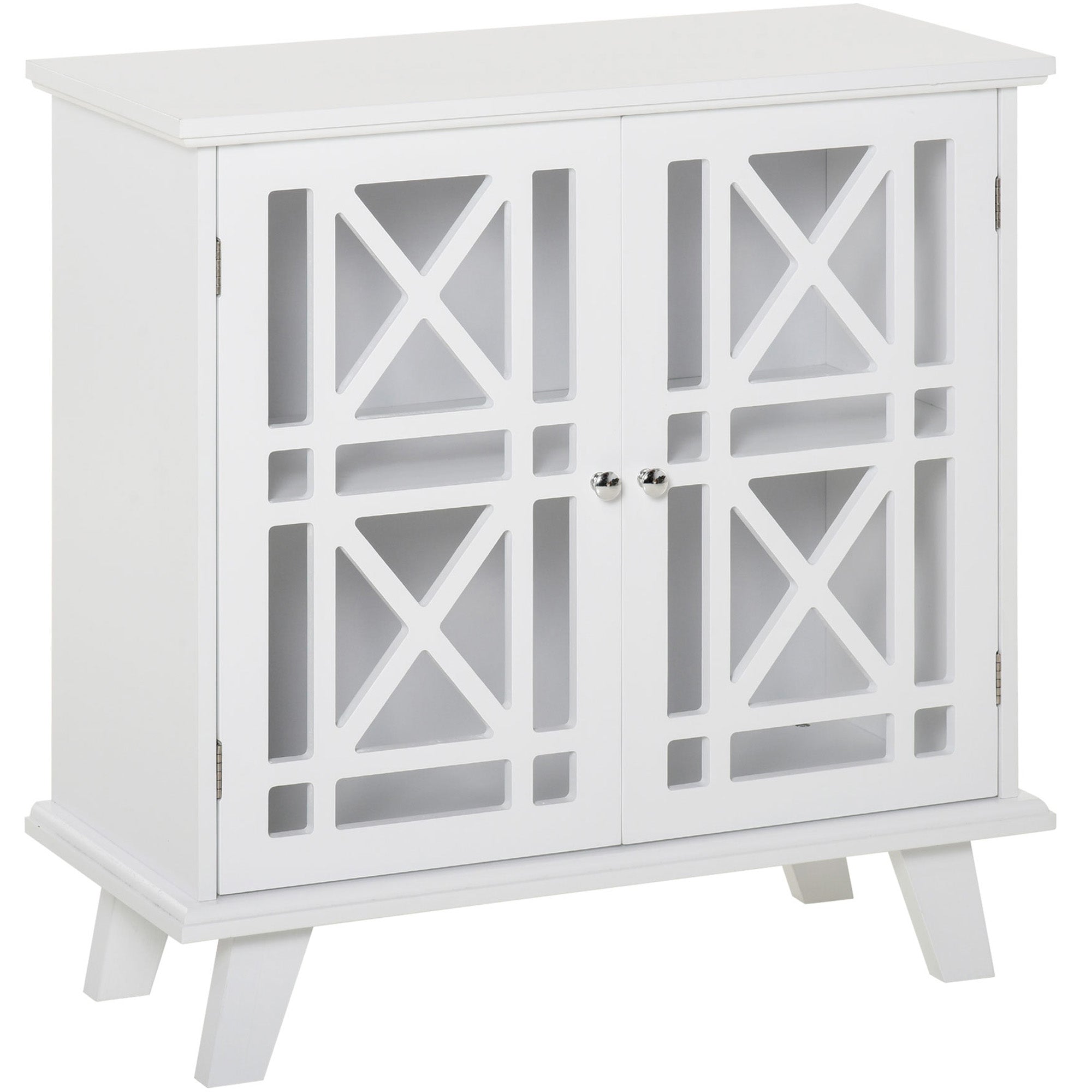HOMCOM Modern Storage Cabinet with Fretwork Doors Shelf White Freestanding Sideboard Buffet for Contemporary Dining Living Room