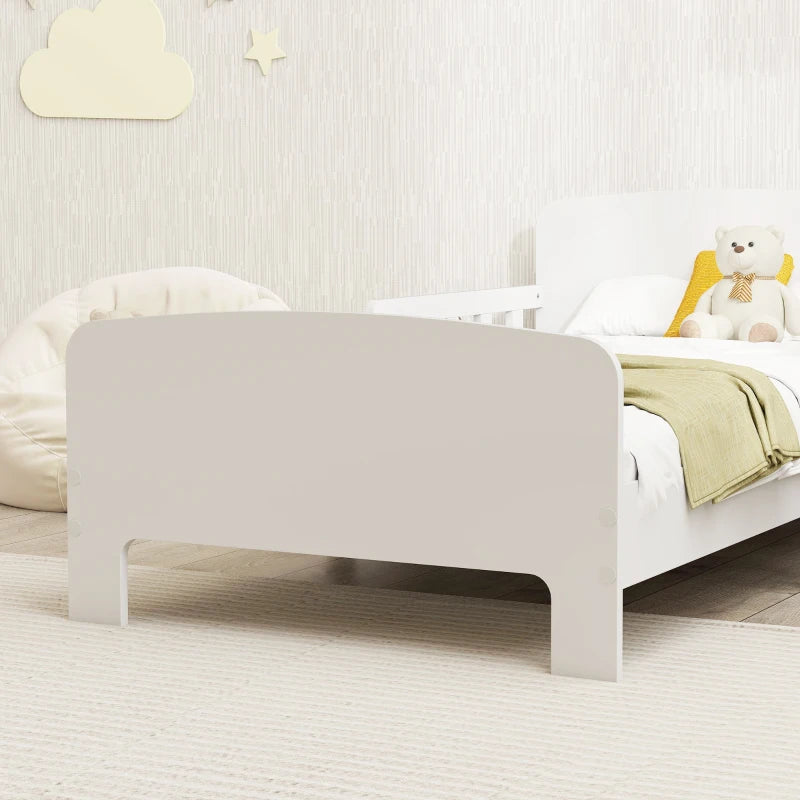 Qaba Toddler Bed Frame with Safety Side Rails for Girls and Boys, Bedroom Furniture, White