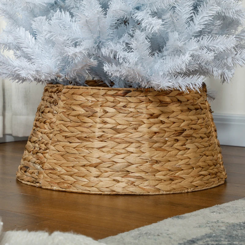 HOMCOM 24" Hyacinth Christmas Tree Base Cover – Hand-Woven Natural Tree Collar for Holiday Home Decor
