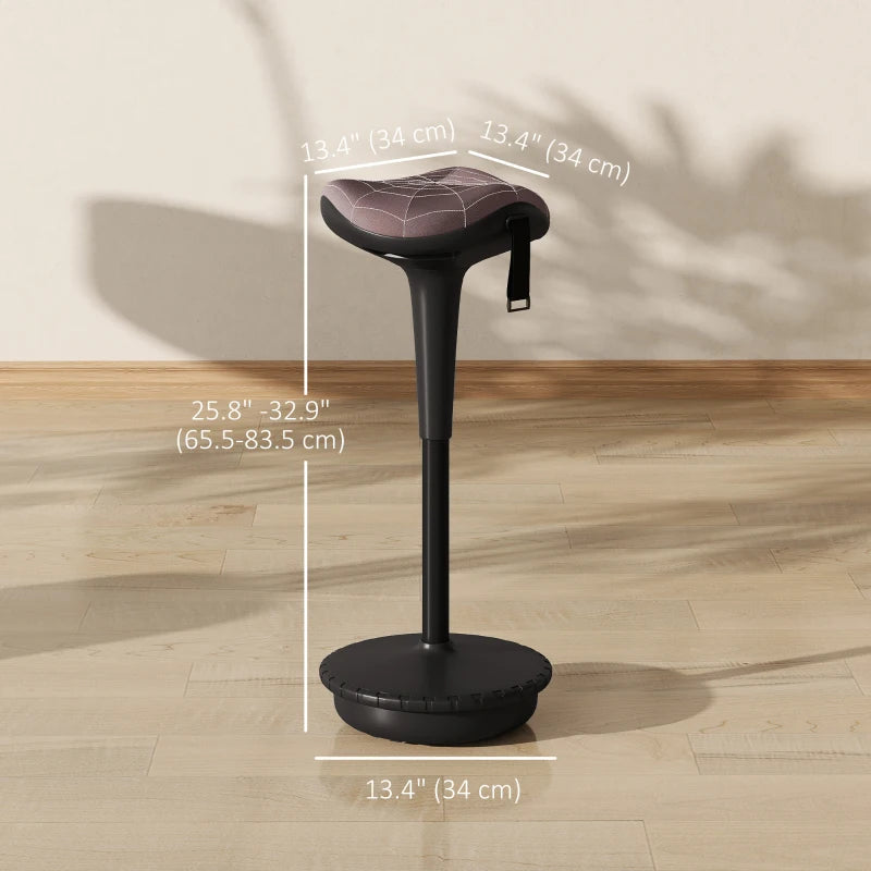 Backless Wobble Stool Chair, Standing Desk Chair, Adjustable Learning Stool for Office Desks, with Rocking Motion, Brown