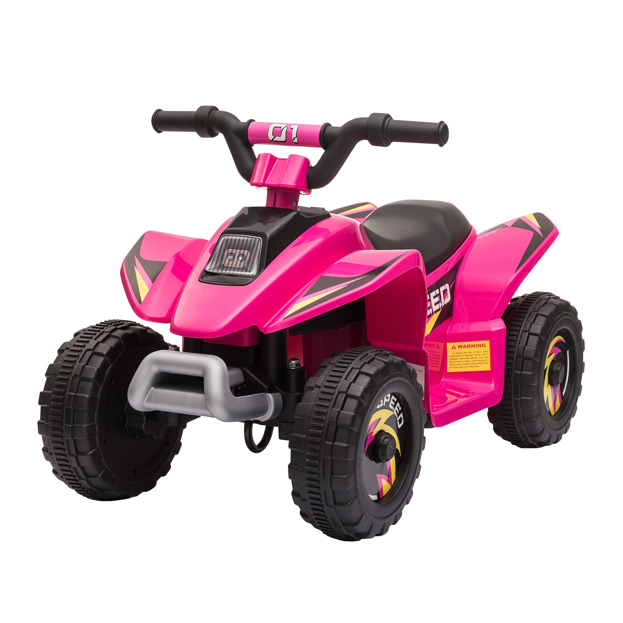 Aosom Kids Ride on ATV, 6V Battery Powered Quad Car with Forward, Reverse Switch, for Boys Girls 18-36 Months, Pink