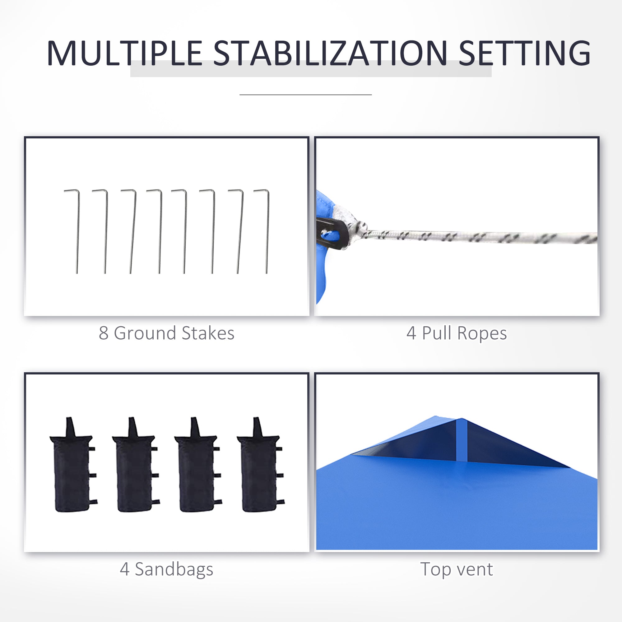 Outsunny 10' x 10' Pop Up Canopy Tent, Instant Shelter Tent with Sidewalls, Windows, Roller Bag and Sand Bags for Garden, Patio, Blue